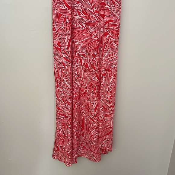 Vici Red White Palm Print Maxi Dress Sleeveless EUC Women's Small S Leg Slit - Picture 5 of 15